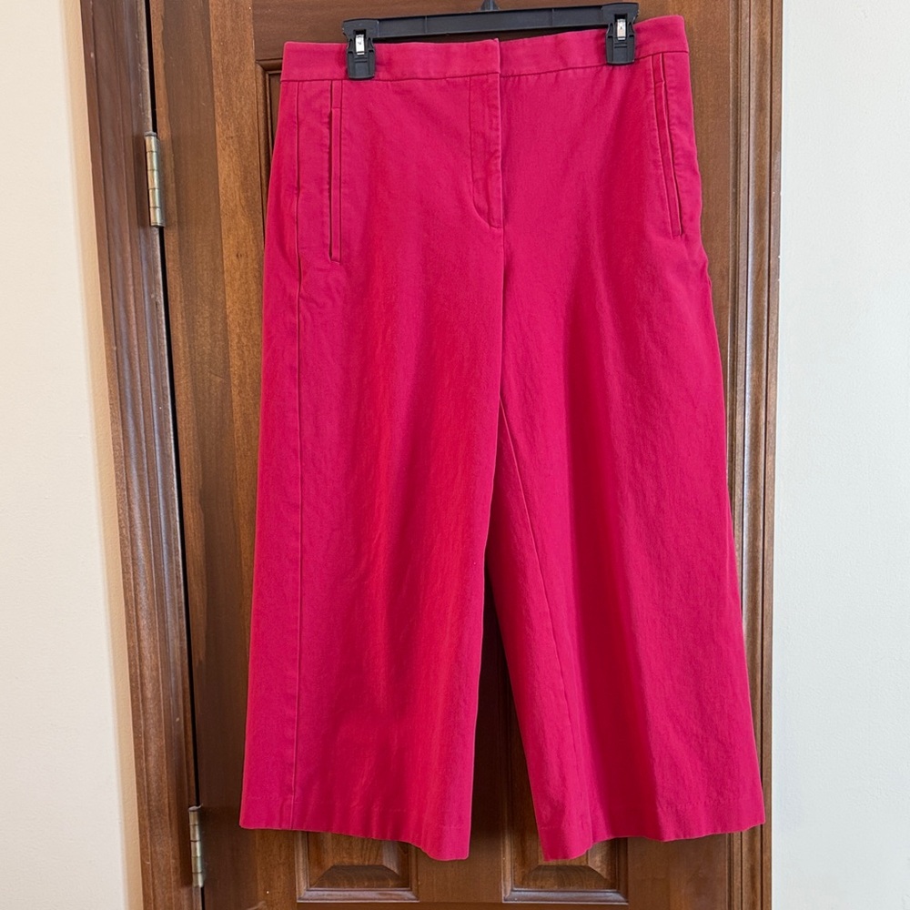 Ann Taylor Wide Leg Crop Fuschia Pink Pants Size 8